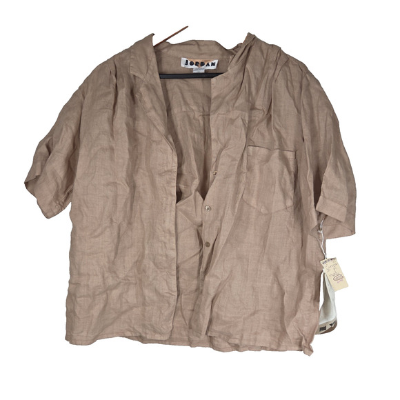 Vintage Jordan Shirt Mens Size XL Linen Beige Summer Button Up Short Sleeve NWT - Picture 1 of 14